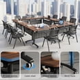 thumbnail image 5 of 47.2" Conference Table, 2 Pack Foldable Flip Top Modular Table with Silent Lockable Wheels, Space-Saving Mobile Training Desk for Office, Classroom & Meeting Spaces, Walnut, 5 of 7