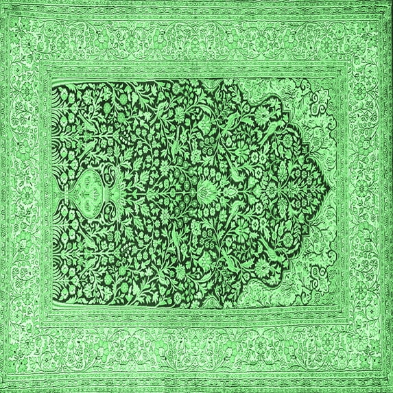 Ahgly Company Indoor Square Persian Emerald Green Traditional Area Rugs, 8' Square
