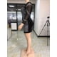 thumbnail image 4 of Vestido corto sexy de fiesta para mujer, de talla grande, con mangas largas y malla transparente con diamantes de imitación, 4 of 7