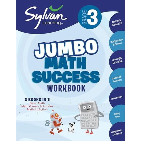 Pre-Owned 3rd Grade Jumbo Math Success Workbook: 3 Books in 1--Basic Math, Math Games and Puzzles, Math in Action; Activities, Exercises, and Tips to Help Catch (Paperback) 0375430512 9780375430510