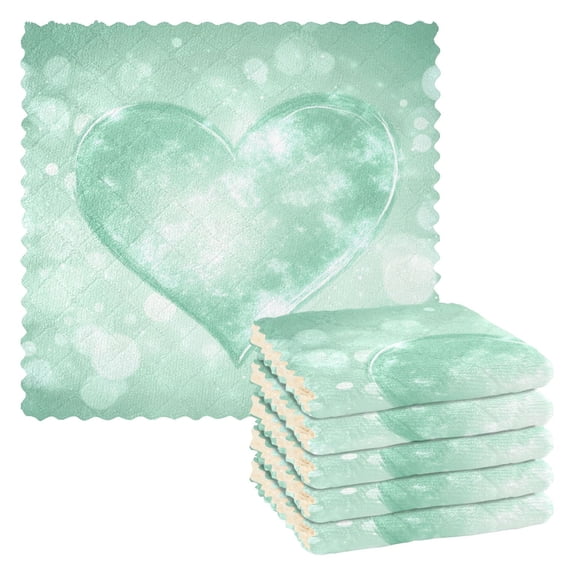 6 Pieces of Kitchen Towels 11x11Inch Kitchen Dish Cloths Kitchen Dish Towels Reuseable Cleaning Cloths Light Green Love