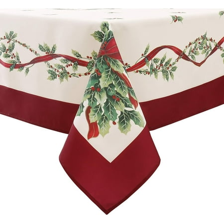

Christmas Tree Leaves Print Tablecloth Waterproof and Stain Resistant Table Cloth Decorative Tablecloths is Suitable for Holiday/Dining/Party Use（60x84 Inch）
