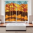 thumbnail image 2 of Woodland Kitchen Curtains, Forest in Autumn Cartoon Composition Simplistic Nature, Two Panels Drapes with Rod Pocket Room Decor, 55" X 45", Yellow Vermilion, by Ambesonne, 2 of 3