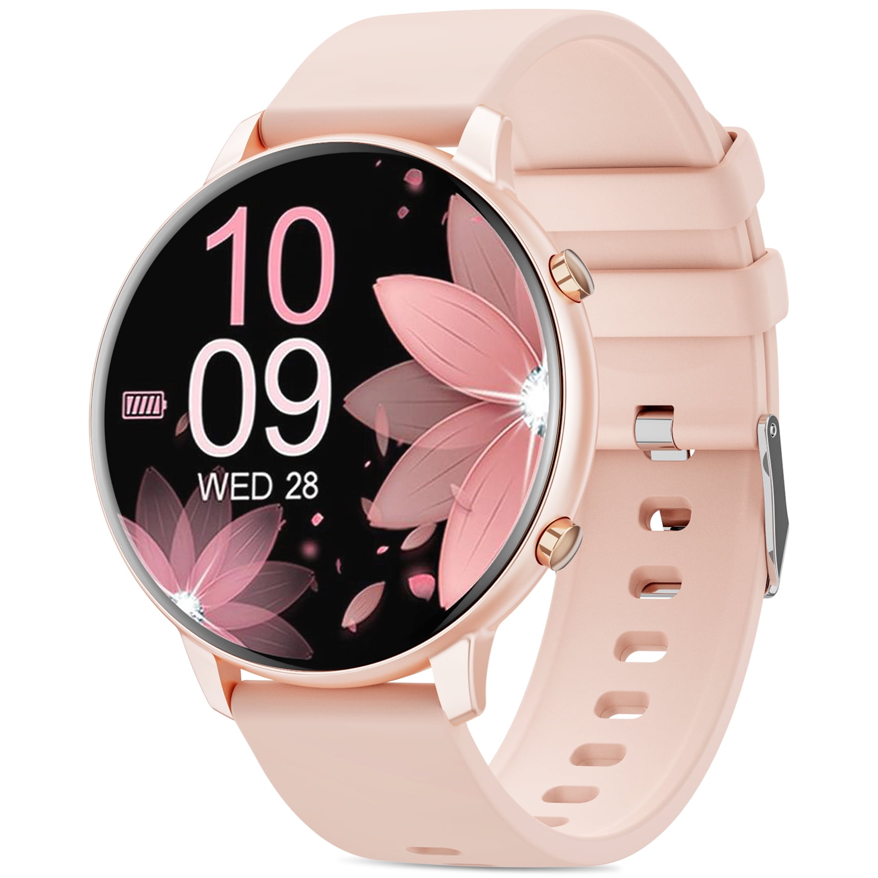 Mingdaln Women Smart Watch 45MM, with Answer Make Call/IP68 waterproof/10 days standby, with Fitness Tracker,fits for Android iPhone Devices（Pink）