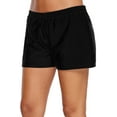 thumbnail image 4 of Black Elastic Drawstring Swim Shorts for Women, 4 of 5