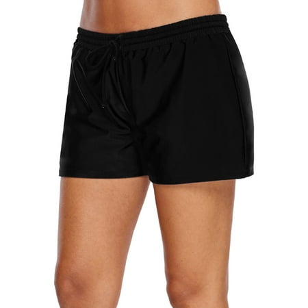 Black Elastic Drawstring Swim Shorts for Women | Walmart Canada