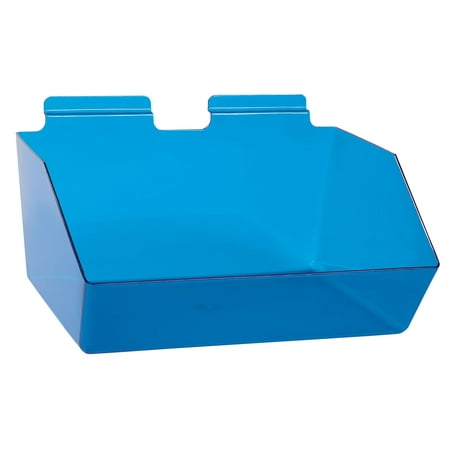 12 x 5 ½ x 9 ½ inch Clear Blue Plastic Dump Bin - For Slatwall - Set of 2