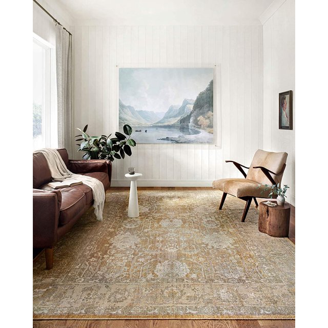 Chris Loves Julia x Loloi Rosemarie Collection Area Rug ROE-01 Gold/Sand 5'-0" x 5'-0" Round