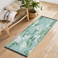 thumbnail image 5 of Bed Long Carpet Bed Rug 72x23.5In Indoor Non-Slip Durable Carpet Floor Mat Runner Rug Bedroom Hallway Carpet Machine Washable Beautiful White Flowers, 5 of 8
