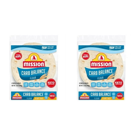 Mission Carb Balance Flour Tortillas, Soft Taco Size, 8 ct pack of 2