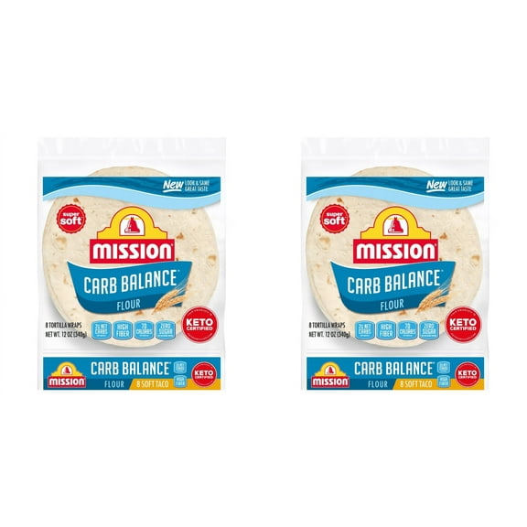 Mission Carb Balance Flour Tortillas, Soft Taco Size, 8 ct pack of 2