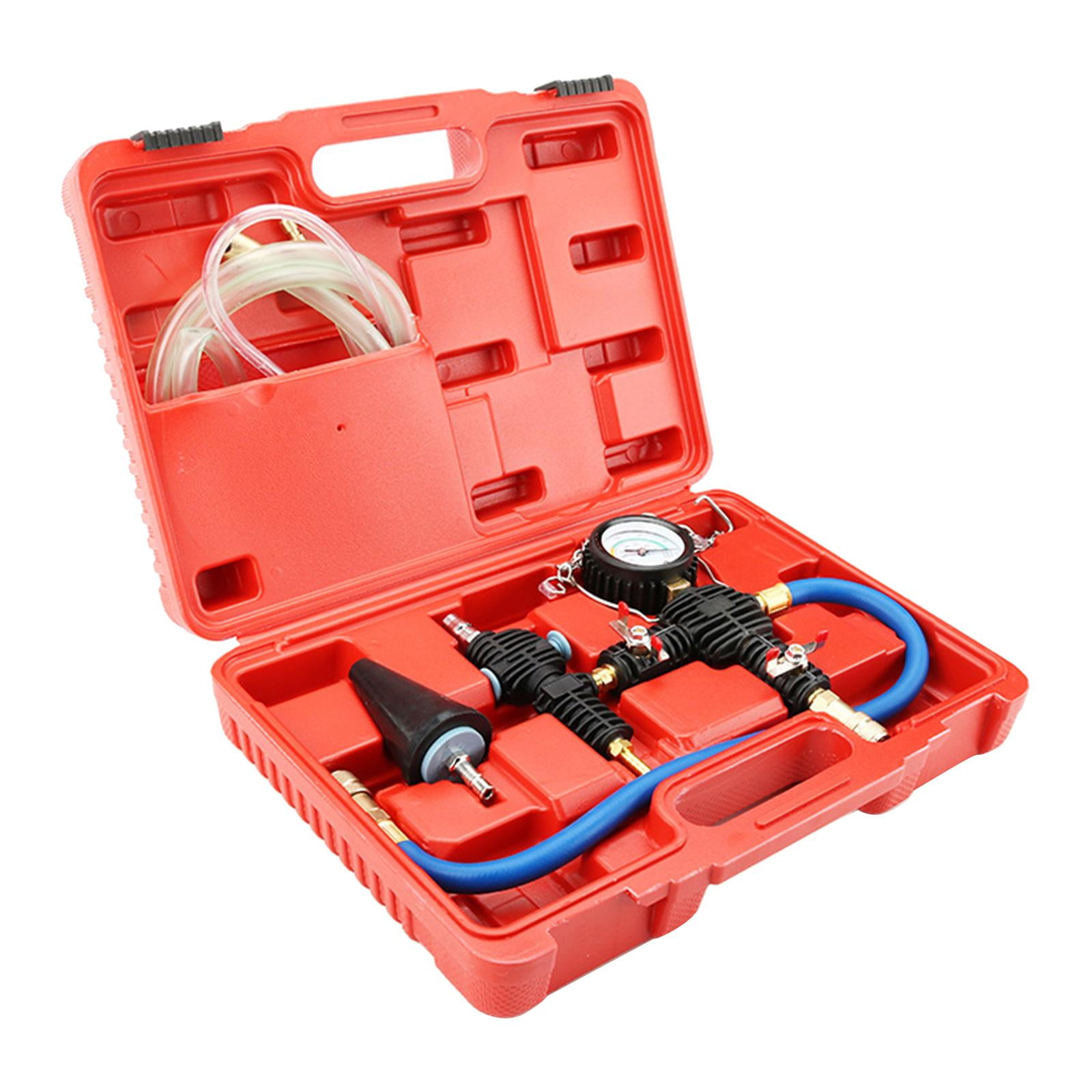 Car Radiator Coolant System Vacuum Purge & Coolant Refill Tool Kit Water Antifreeze Changer Tool Set with Storage Case Universal Cooling System Tester 