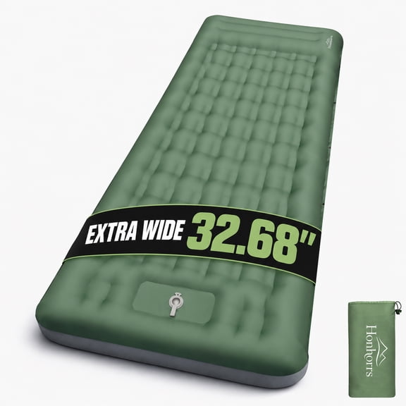 Honhorrs Camping Sleeping Pad, 6" Extra Thick Sleeping Mat with Pillow Built-in Foot Pump, 32.68" Extra Wide Inflatable Sleeping Pads Compact for Camping Backpacking Hiking Traveling Tent (Green)