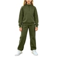 thumbnail image 2 of Kids Girls' 2-Piece Tracksuit Set Half Zip Pullover Sweatshirt and Jogger Sweatpants Long Sleeve Activewear Casual Lounge Wear for Sports Running Play, 2 of 7