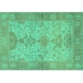 thumbnail image 1 of Ahgly Company Machine Washable Indoor Rectangle Oriental Turquoise Blue Traditional Area Rugs, 2' x 5', 1 of 4