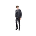 thumbnail image 3 of Men 3pc European Vested Suit WESSI by J.VALINTIN Extra Slim Fit JV28 black gray, 3 of 10