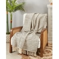 thumbnail image 4 of Saro Lifestyle Fringe Finesse Textured Stripe Woven Throw Blanket, 4 of 4
