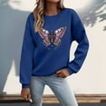 thumbnail image 2 of Tthxqing Womens Graphic Sweatshirts Trendy Butterfly Printed Pullovers Long Sleeve Plus Size Crew Neck Fall Tops X_Navy XL, 2 of 4
