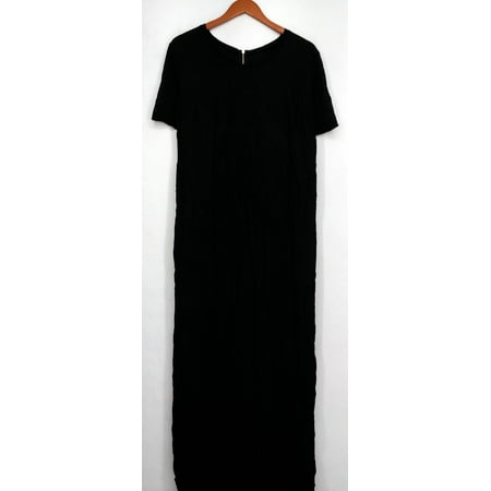MOD X Top Sz S Short Sleeve Dramatic Tunic Mixed Media Front Side Black A433237