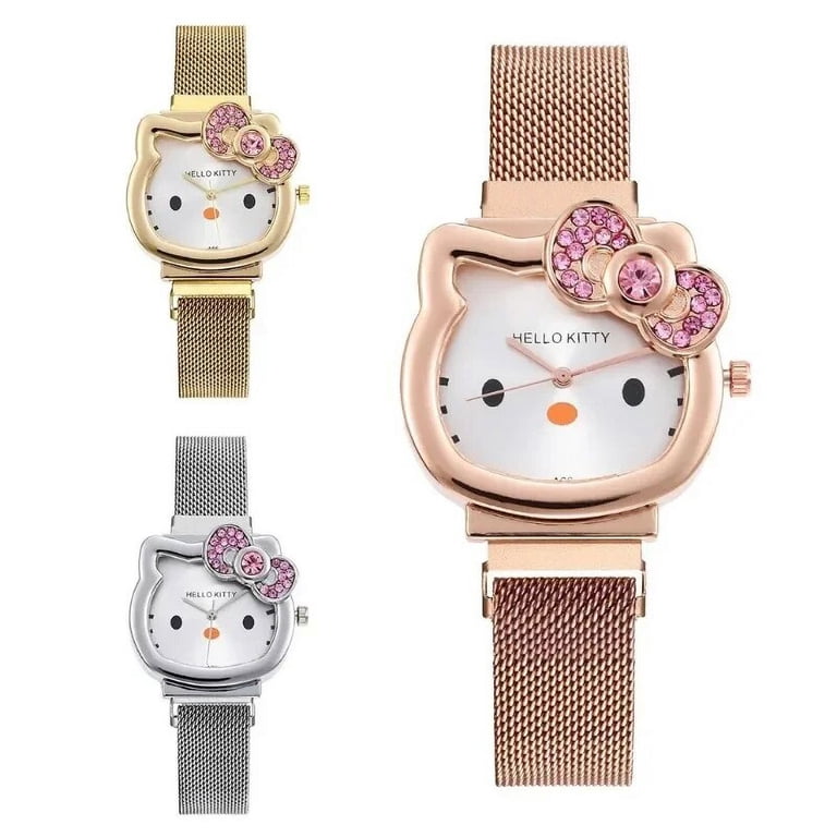 Hello Kitty Watch Cat Bow Kawaii Ladies Gold Sliver Metal  display picture 1