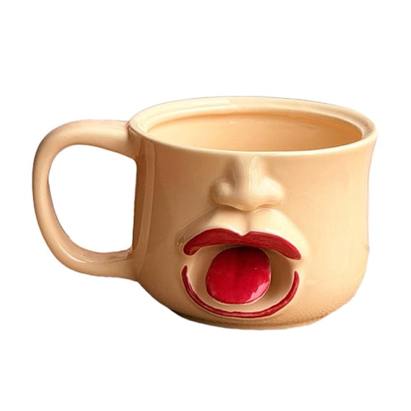 Creative Shaking The Tongue Classic Cup, Quirky Tongue Out Ceramic Coffee Mug for Coffee Tea Milk Home Office Use Ideal Gift for Friends Students Birthday Party Favor