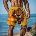 thumbnail image 2 of UVEASISHA Mens Beach Shorts with Pockets Fashion Animal Printed Drawstring Swim Trunks Loose Fit Breathable Lightweight Swimwear Shorts Yellow XXL, 2 of 9