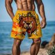 thumbnail image 2 of Pantalones de Baño de Cintura Elástica para Hombres Pantalones Cortos de Playa de Bolsillo Doble con Impresión Divertida, 2 of 9