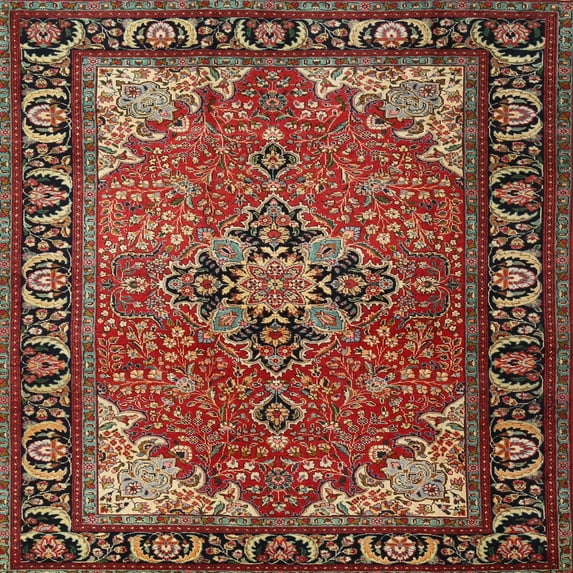 Ahgly Company Machine Washable Indoor Square Traditional Tiger Orange Brown Area Rugs, 3' Square
