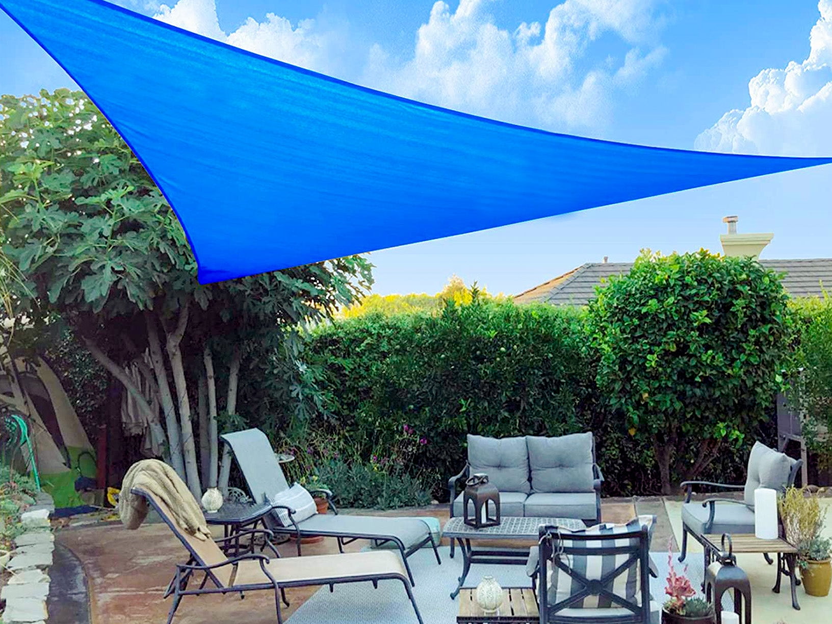 SUNNY GUARD 12'x12'x12' Sun Shade Sail Blue Triangle UV Blockage Canopy