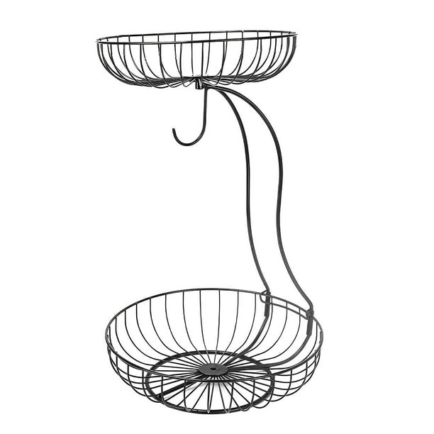 Bearachild Tazón de frutas de 2 niveles, cesta de frutas de hierro para encimera, soporte multiusos para frutas y verduras, soporte colgante para frutas Cocina y Comedor Bearachild HA018425-00