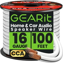 GEARit 16 Gauge Speaker Wire , High Quality 2 Conductor Car Audio Cable, White, 100 ft