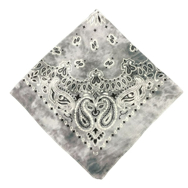 Sonducket Pañuelo de anacardo de poliéster, bufanda cuadrada de moda, diadema de Paisley, pañuelo para la cabeza para senderismo, regalos Ciclismo Gris teñido anudado