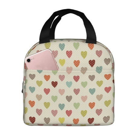 Insulated Lunch Bag for Women Men - Heart Polka Dot Leakproof Cooler Lunch Box for Women Men  Lunch Tote Bags for Work School Picnic Travel