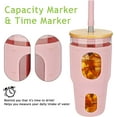thumbnail image 3 of tronco 36 oz Glass Tumbler with Straw and Lid with Marker and Measurement Scale,Reusable Iced Coffee Tumbler with Silicone Sleeve, Glass Boba Smoothie Cup, Fits Cup Holder, BPA Free（Black ）, 3 of 9