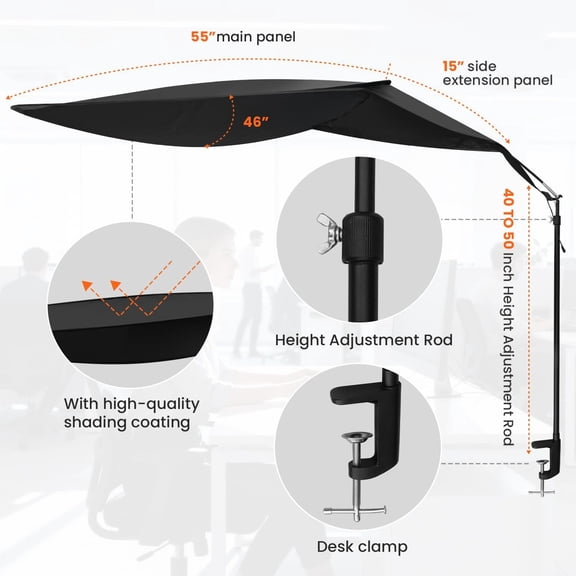 Office Cubicle and Desk Shade, Suitable for Cubicle to Block Light and Privacy Protection Cubicle Light Shield Black Diameter 65 inches（Black）