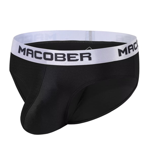 TANBOM Men's Nylon Triangle Underwear Breathable Tagless Design Comfortable Black M