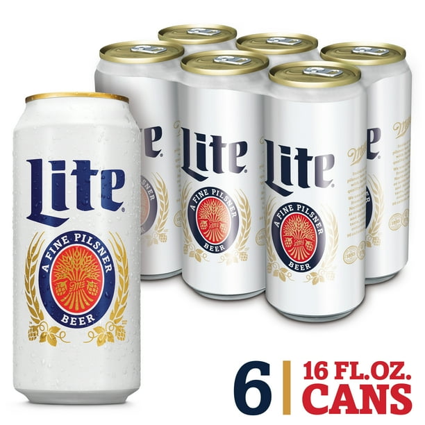 Miller Lite American Light Lager Beer, 4.2 ABV, 6pack, 16oz beer