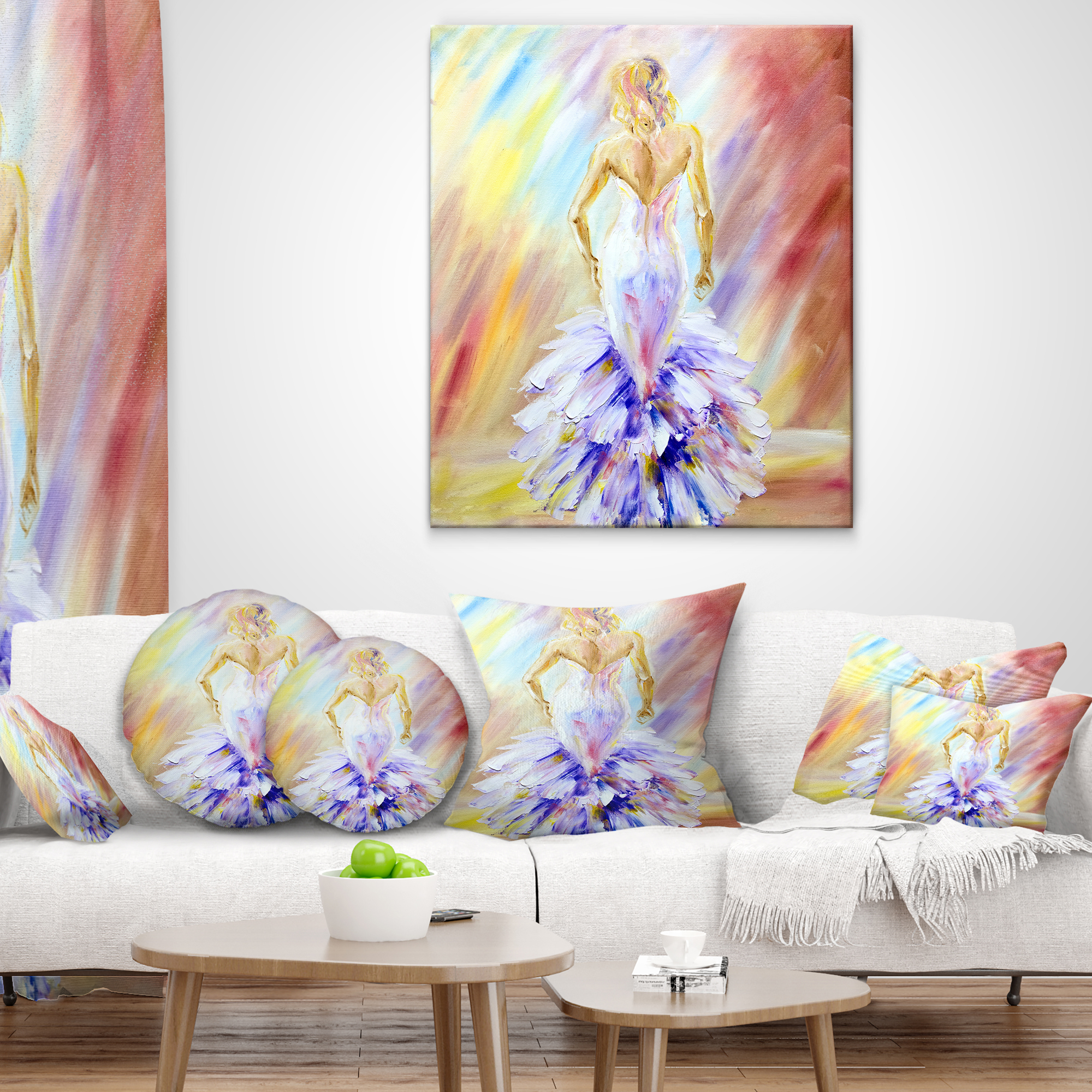 Designart Woman at the Ball - Portrait Throw Pillow - 18x18