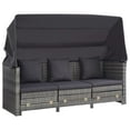 thumbnail image 6 of vidaXL 3 Seater Sofa Convertible Sleeper Sofa Bed with Cushions PE Rattan, 6 of 26