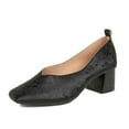 thumbnail image 4 of Black Timeless Mary Jane Flat Shoes For Women - Low Heel Square Toe Vintage Design With Soft Leather Comfort, 4 of 4