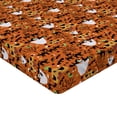 thumbnail image 2 of Ambesonne Halloween Fitted Sheet, Ghost Cats Bats Spiders, Queen Size, Burnt Orange Multicolor, 2 of 3