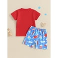 thumbnail image 4 of Nygoyerh Toddler Baby Boys 4th of July Outfits Short Sleeve Pocket T-shirt + Ice Cream Print Shorts 2Pcs 6M-4T Kids Summer Short Pants Sets for Casual Daily, 4 of 9
