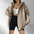 thumbnail image 4 of Brglopf Womens Zip Up Hoodies Oversized Sweatshirt Long Sleeve Fleece Jackets Coat Workout Y2K Fall Trendy Outwear with Pockets(Khaki,XXL), 4 of 7