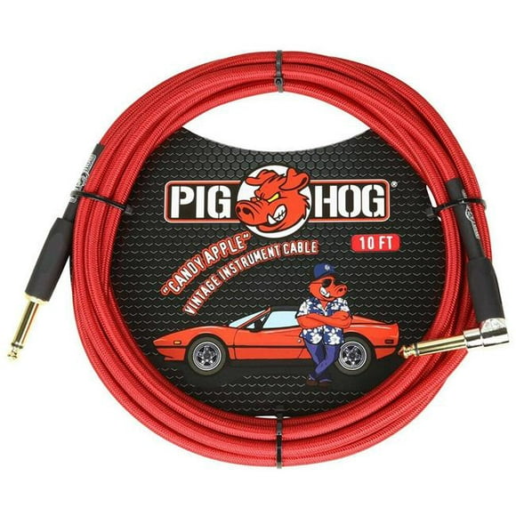Porc PCH10CAR 0.25 - 0.25 in. 10 Pi Western RT Angle Instrument Câble & 44; Bonbons Pomme Rouge