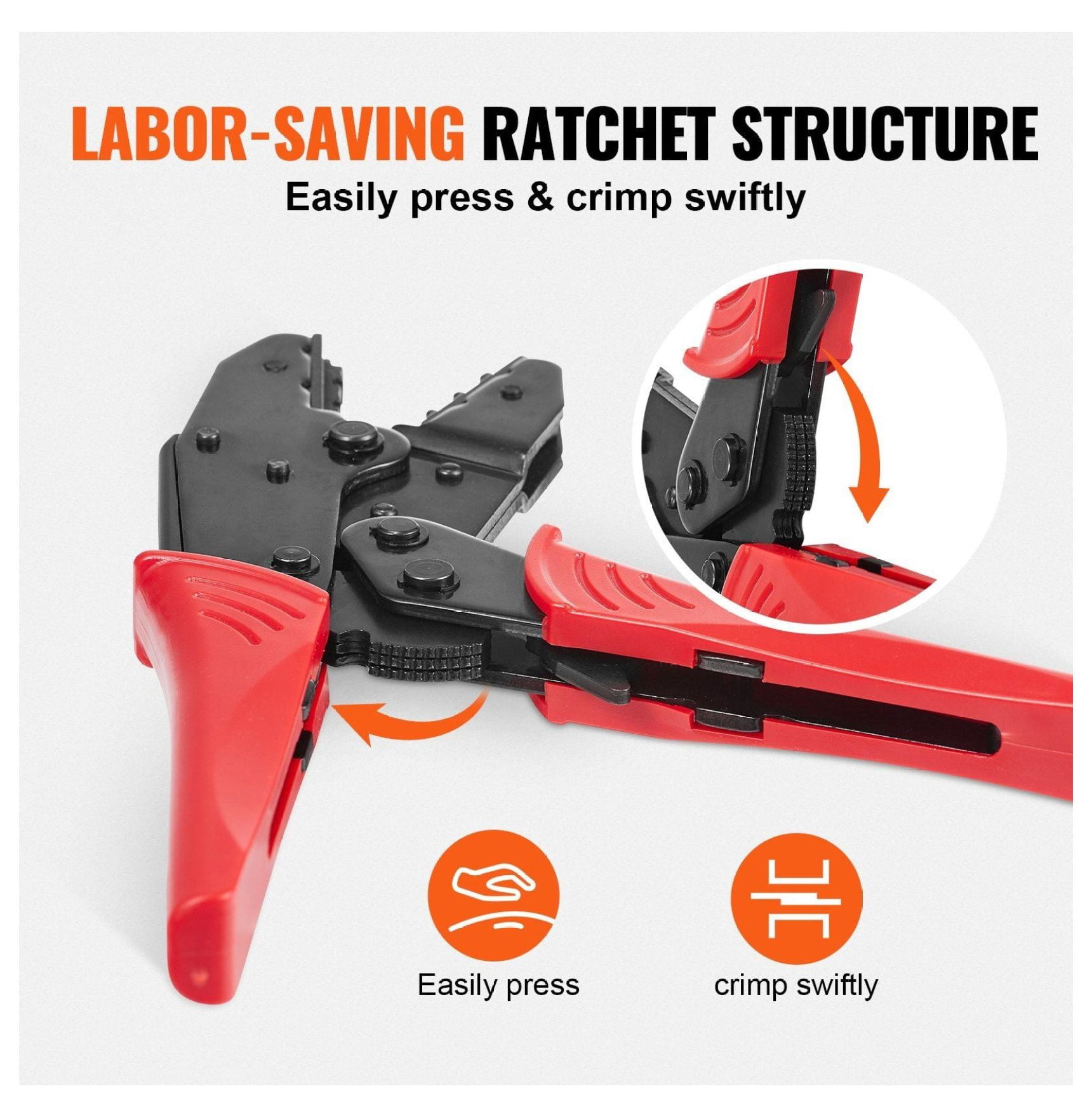 Ratcheting Crimping Tool Set, AWG 22-10 Wire Crimp Pliers with Wire Stripper & 210 Heat Shrink Tubes - Electrical Connectors Crimp Kit