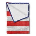 thumbnail image 2 of USA Soft Flannel Fleece Blanket, Fourth of July Independence Day Burlap Looking Retro Vintage Country Pastel Color, Cozy Plush for Indoor and Outdoor Use, 60" x 80", Blue Red White, by Ambesonne, 2 of 5