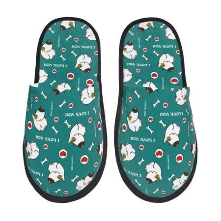 Balery Love Dog Slient Indoor Furry Fleece Comfort House Shoes Soft Non-Slip Home Shoes Cotton slippers House Slippers-- Medium