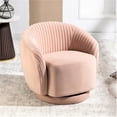 thumbnail image 3 of Silla de barril giratorio de terciopelo de 366 grados, sillón moderno de acento plisado con base resistente y cojín acolchado grueso, 3 of 5