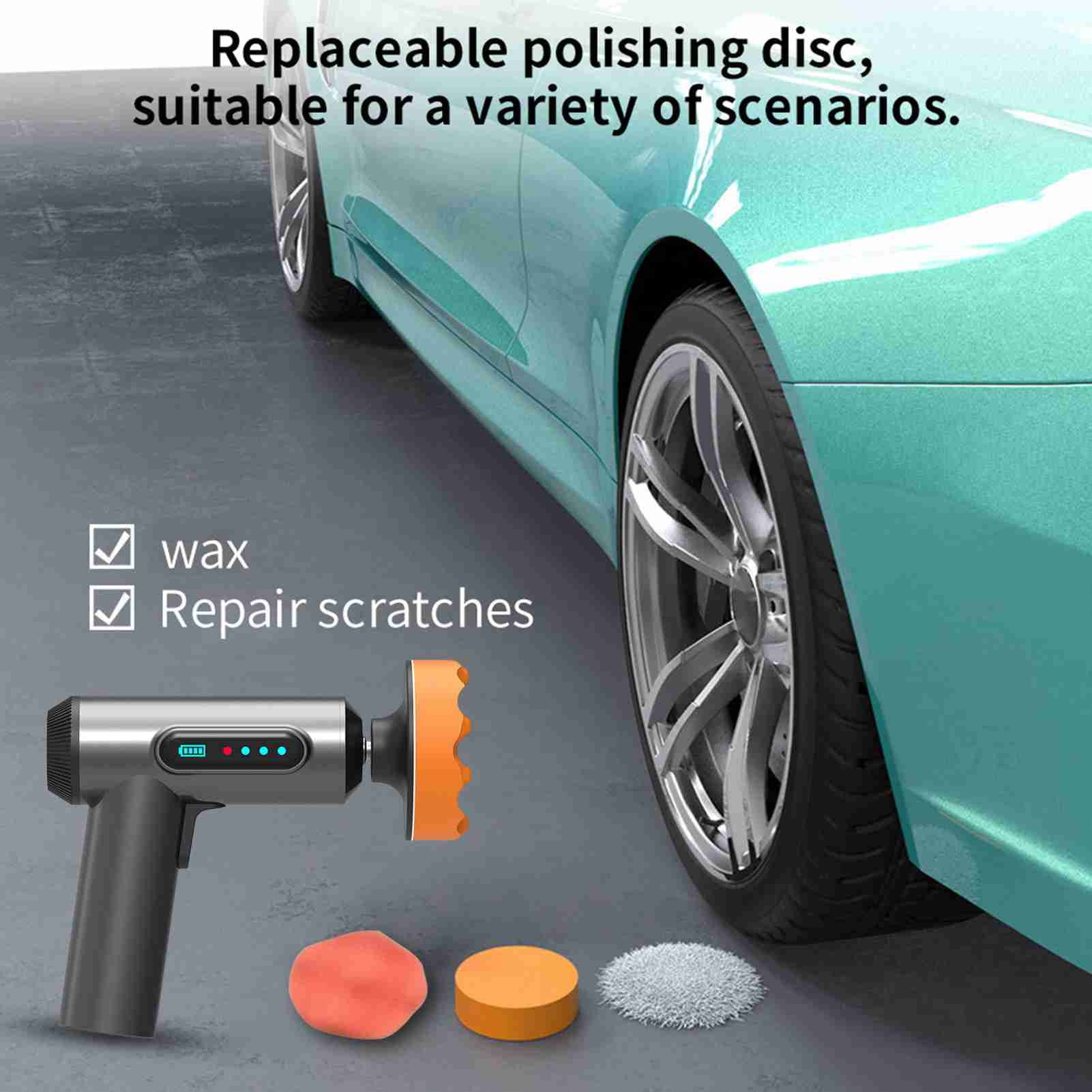 Car Polishing Machine, Cordless Buffer Polisher Kit USB Charging With Replaceable Polishing Disc For Car Paint Waxing Polishing Glass Polishing Floor Waxing