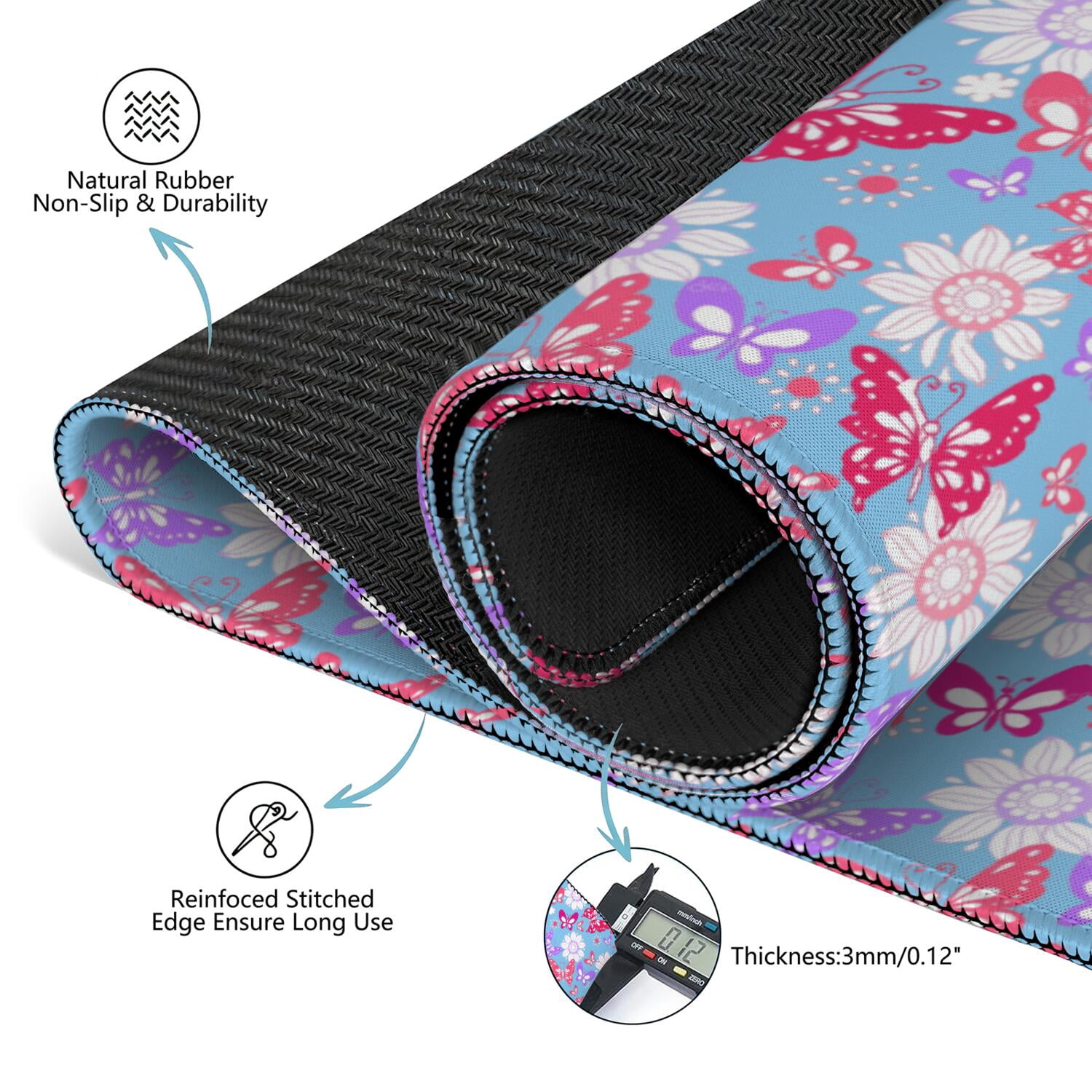 Blue Mahjong Mat for Table, 31.5*31.5in Anti Slip American Mahjong Table Cloth, Noise Reduction, Neoprene Mah jongg Mat with Carrying Bag & 3 Dices, Mahjong Accessories Gift for Board Tile Games Mats